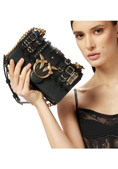 Borsa Pinko Love One mini light cl nera oro pelle cinturini love birds PINKO | Borse | 103335 A26KZ99A